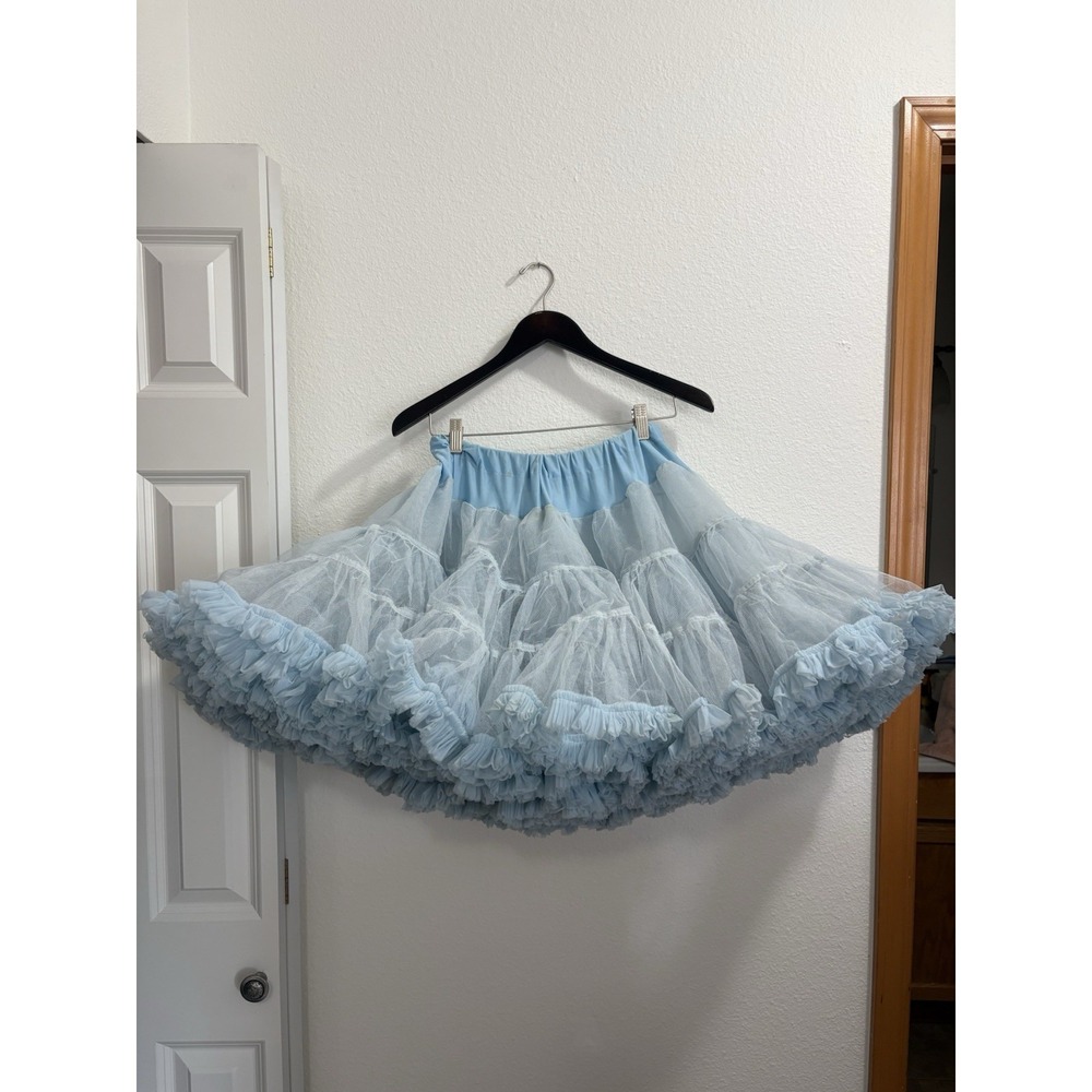 VTG Sam's Blue Crinoline Tulle Petticoat Tutu Skirt Ruffles Dance Medium